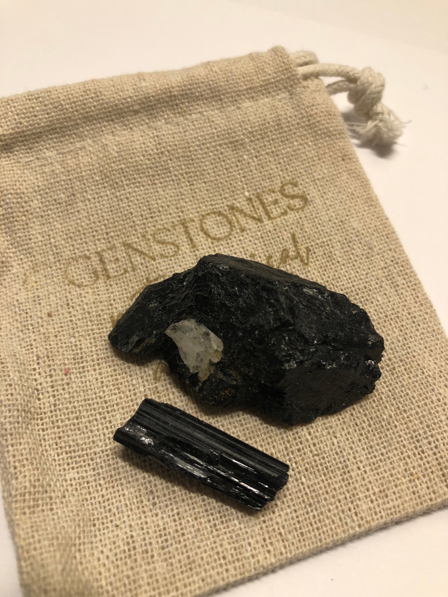 Black Tourmaline Pouch - rough cut
