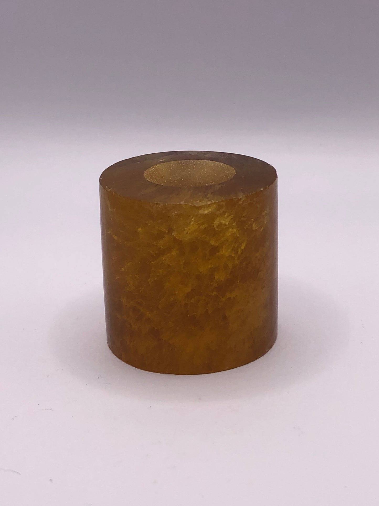 Golden Amber Fluorite Cylinder Sphere Holder