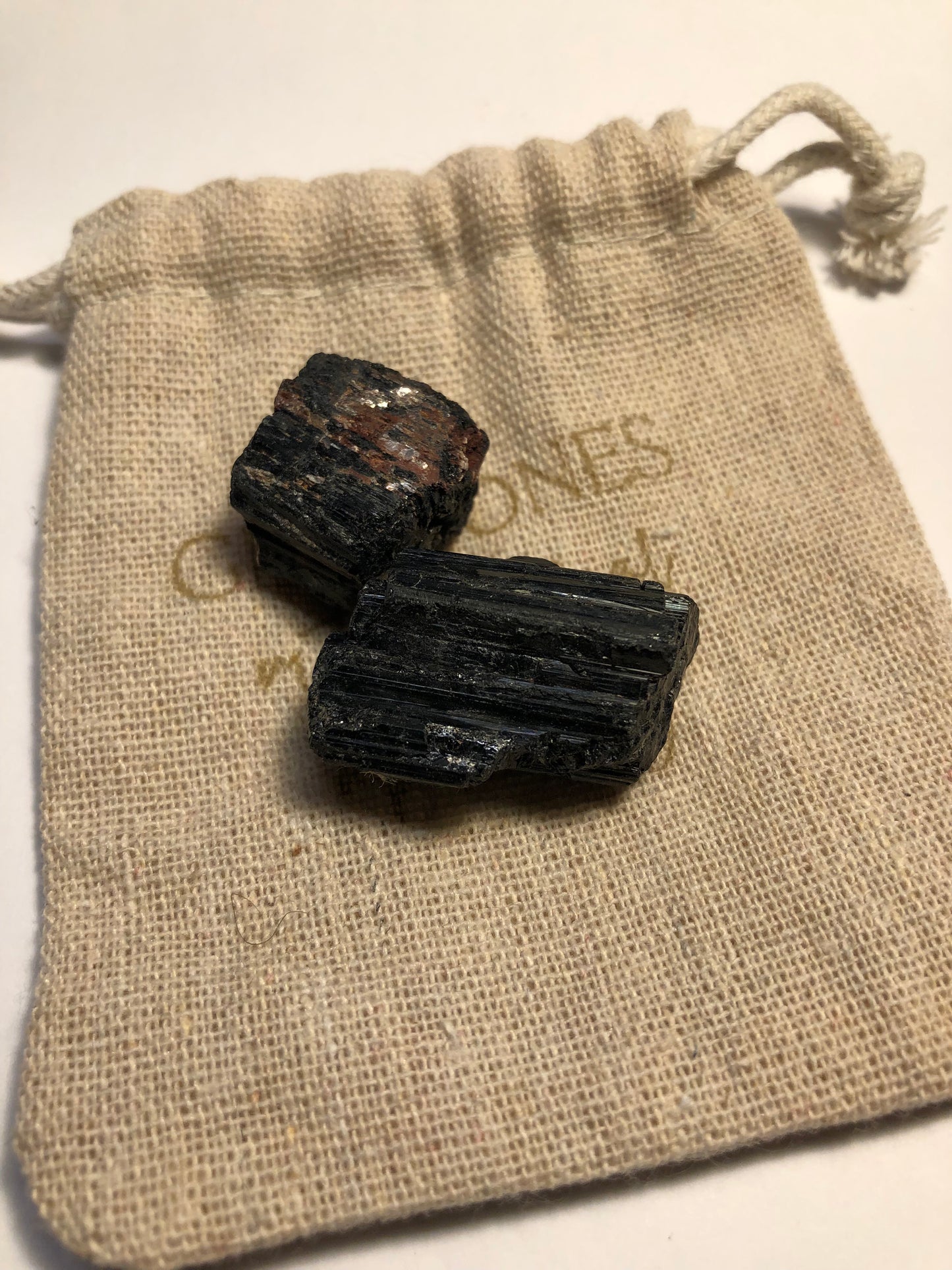 Black Tourmaline Pouch - rough cut