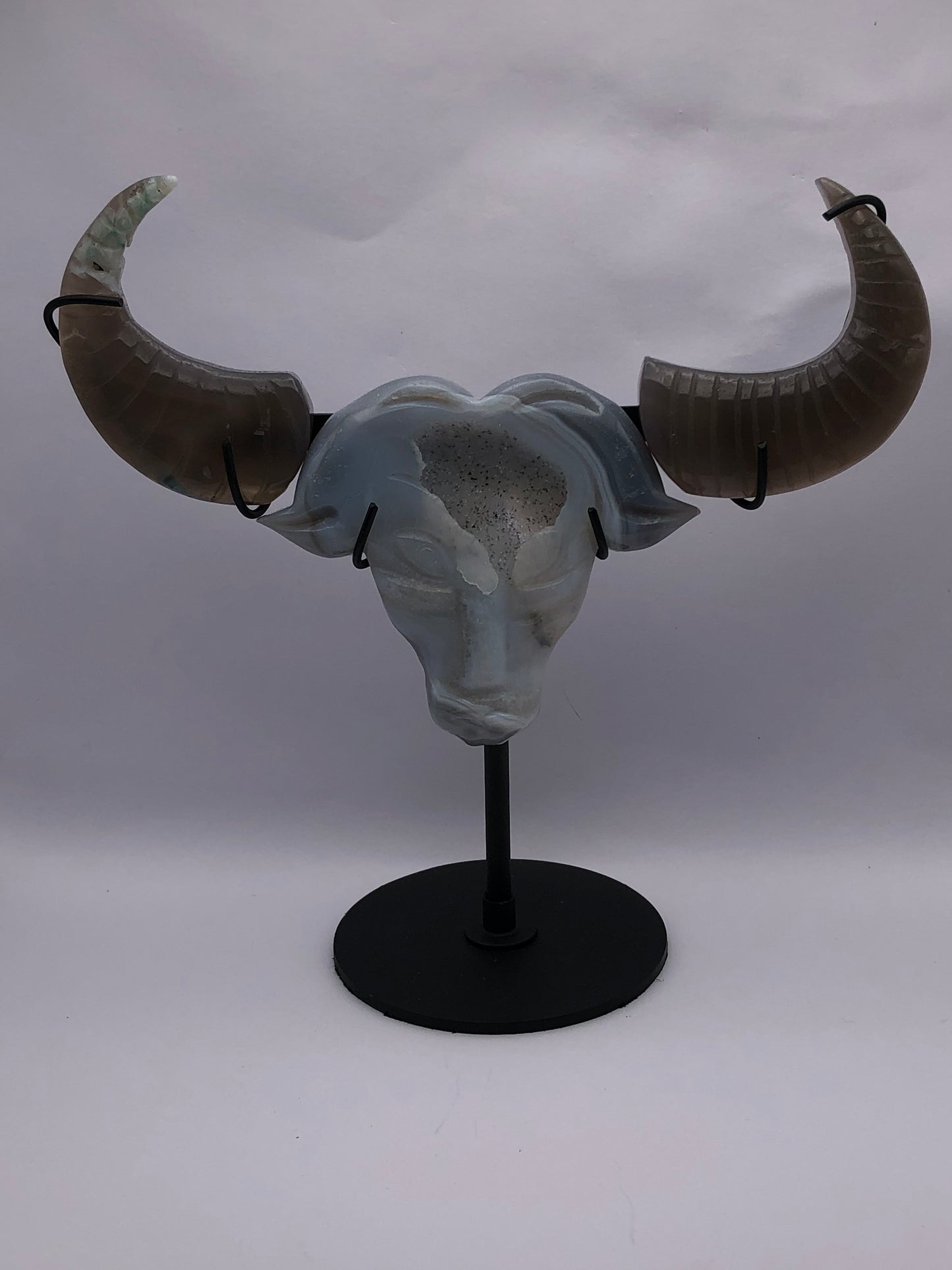 Agate Ox Head with stand
